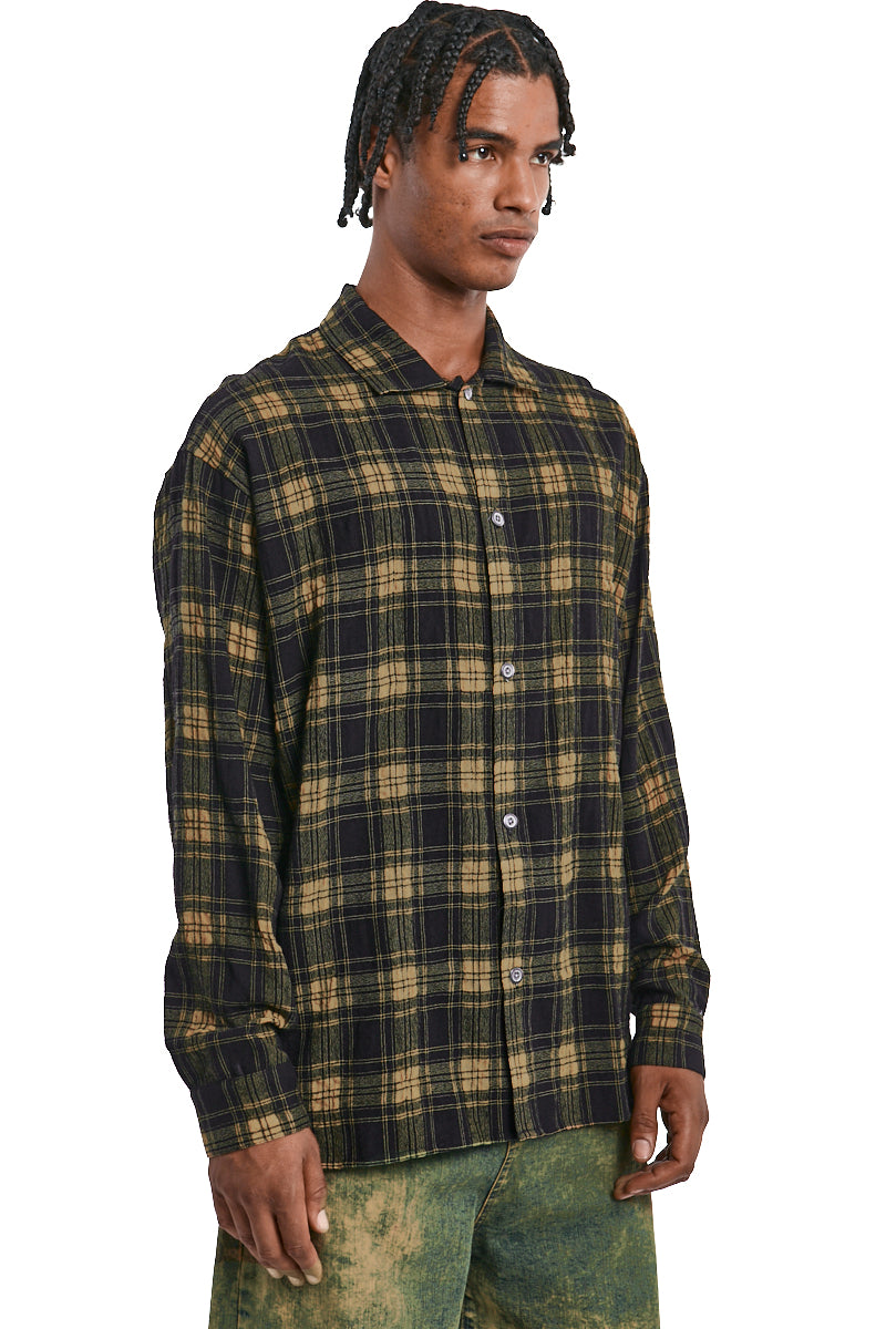 BLACKxYELLOW PLAID PATTERNED SHIRT
