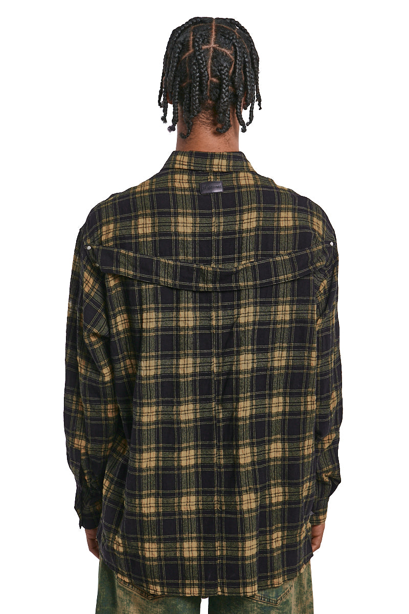 BLACKxYELLOW PLAID PATTERNED SHIRT