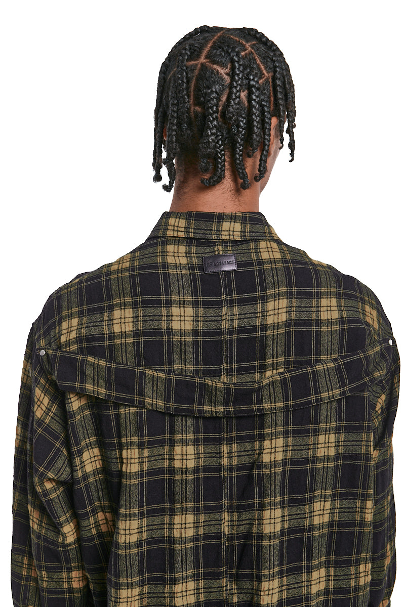 BLACKxYELLOW PLAID PATTERNED SHIRT