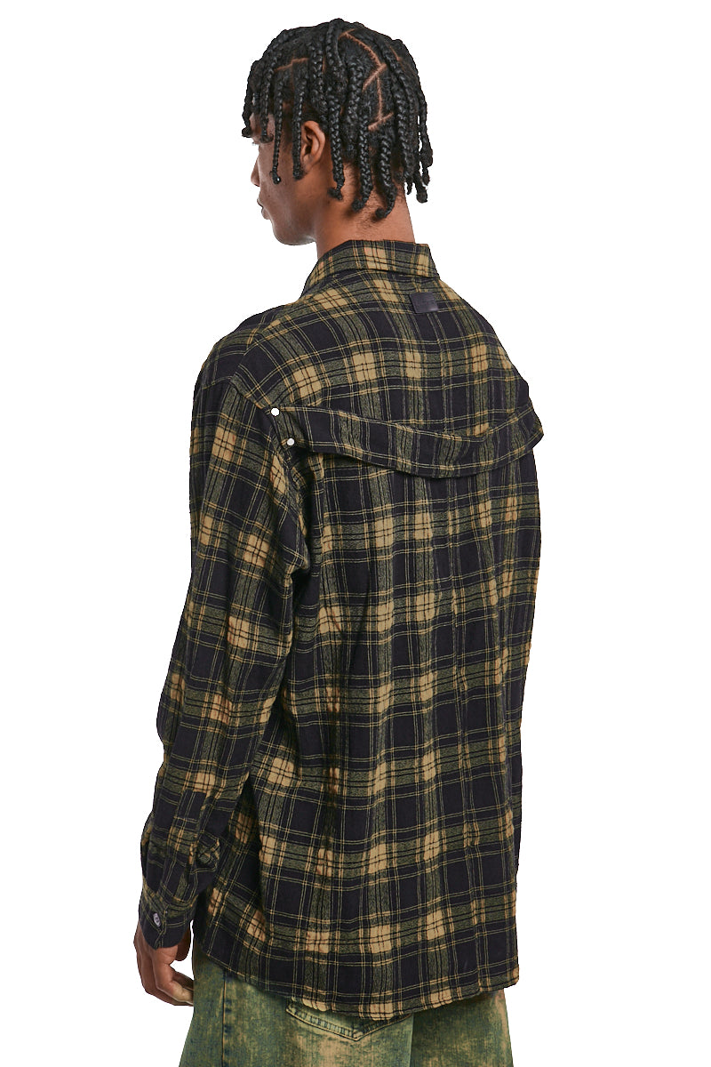 BLACKxYELLOW PLAID PATTERNED SHIRT