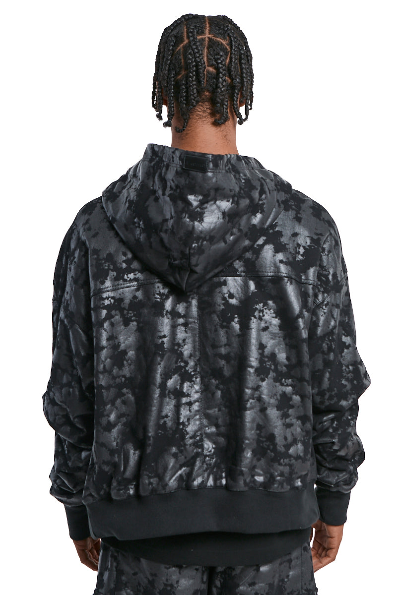 BLACK SWEAT ZIP HOODIE BLOUSON