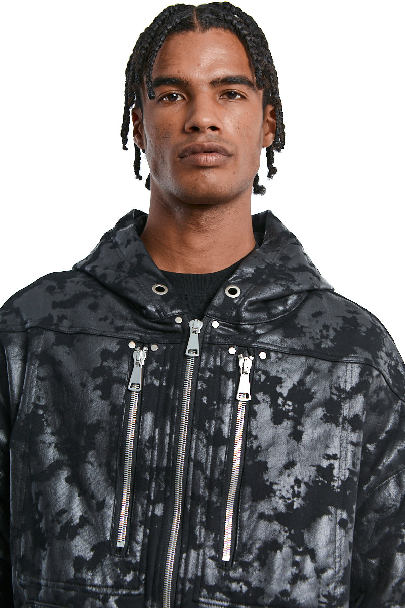 BLACK SWEAT ZIP HOODIE BLOUSON