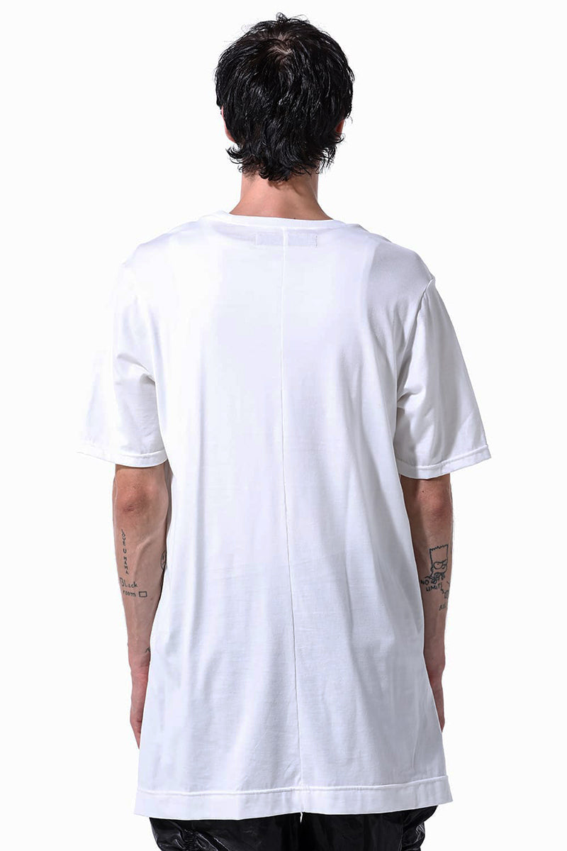 WHITE FRONT PRINT COTTON TEE