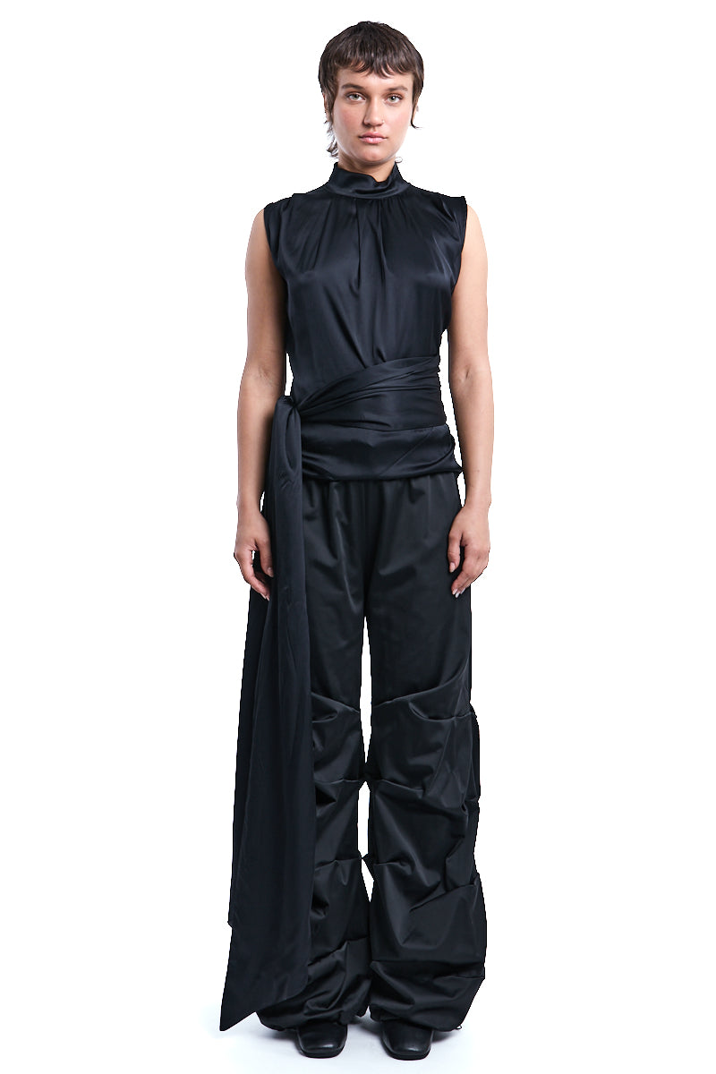 SLEEVELESS SHIRT SATIN FUSCIACCA