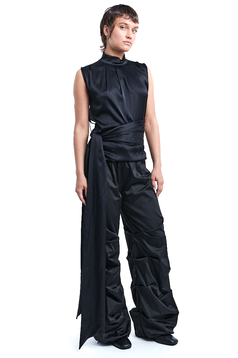 SLEEVELESS SHIRT SATIN FUSCIACCA