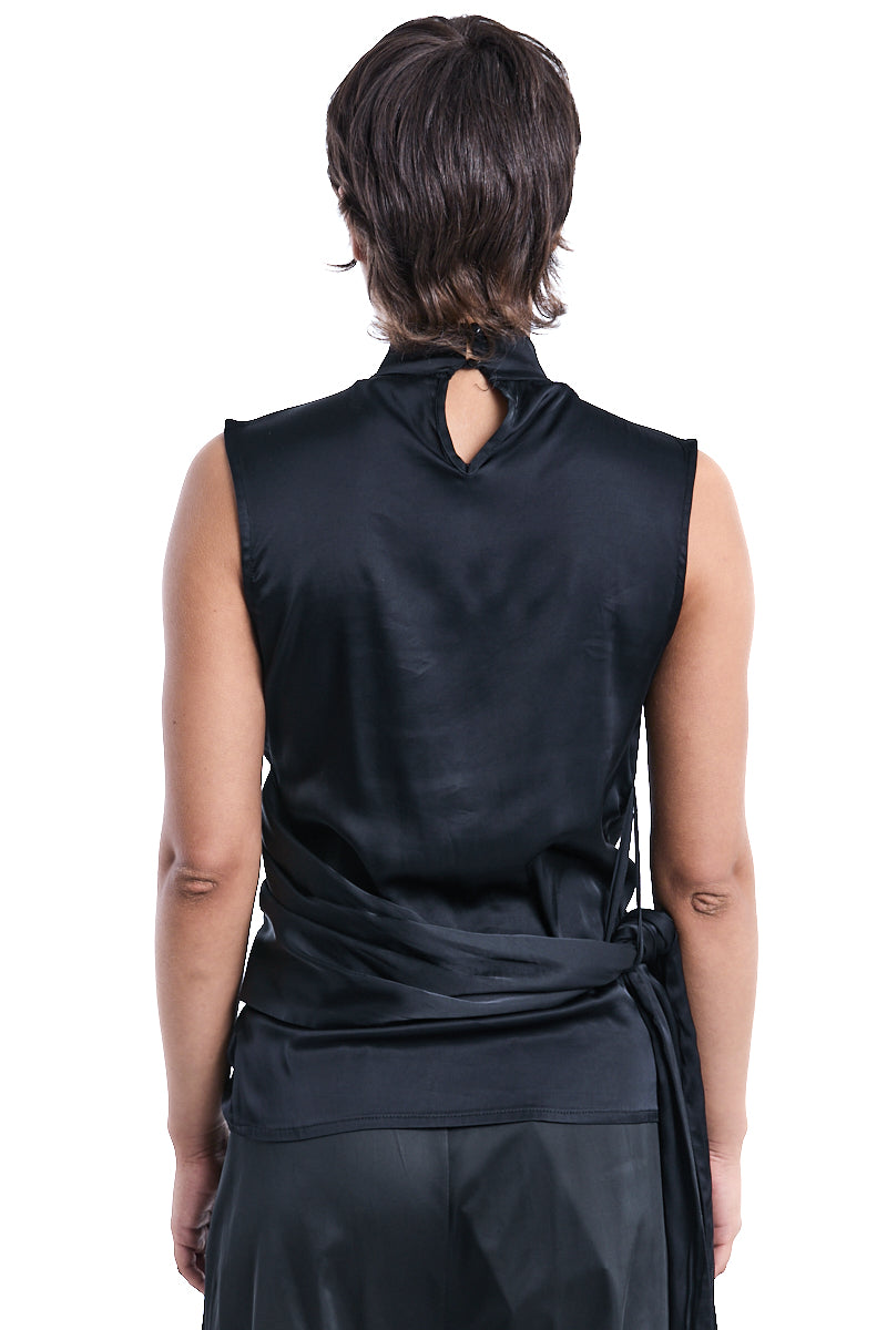 SLEEVELESS SHIRT SATIN FUSCIACCA