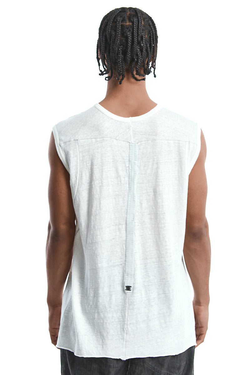 WHITE SLEEVELESS LINEN TEE