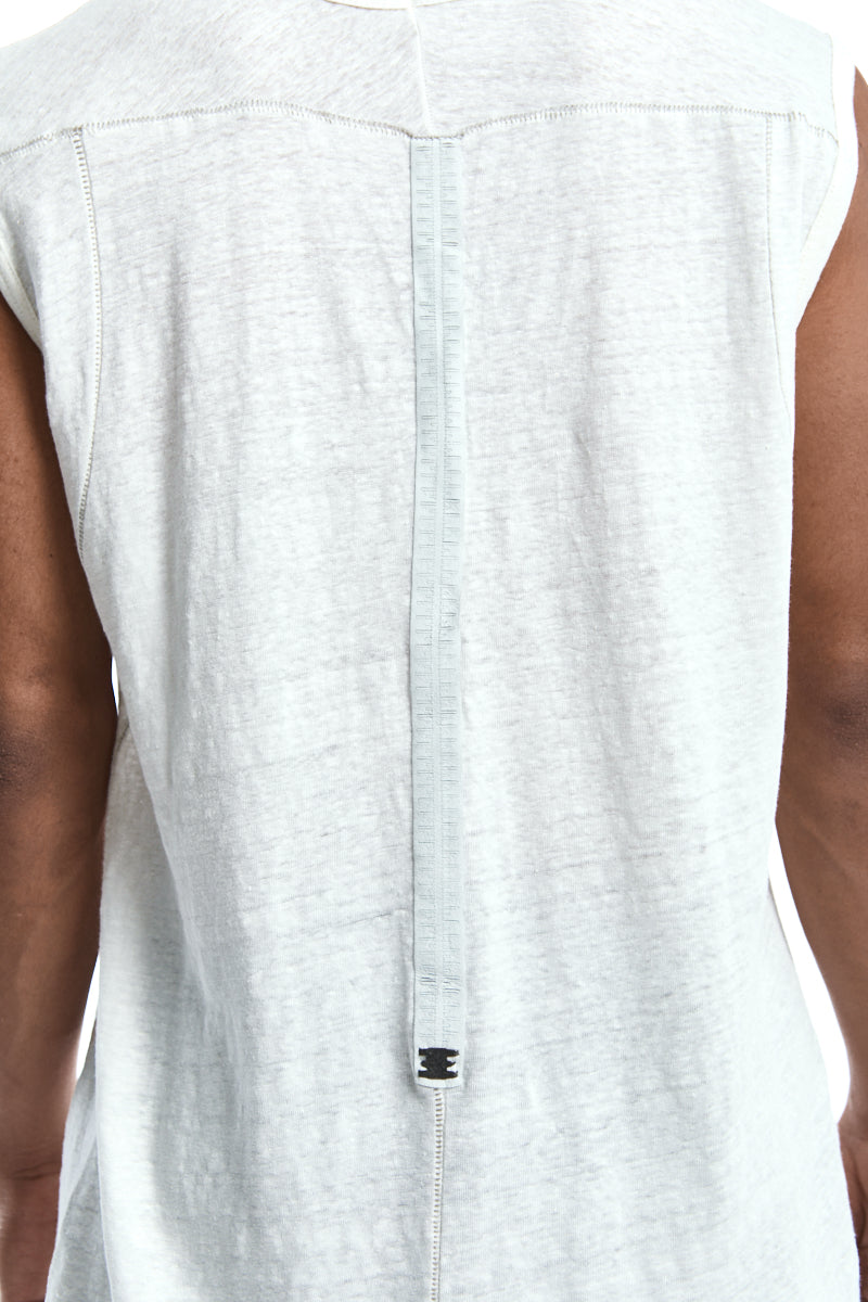 WHITE SLEEVELESS LINEN TEE