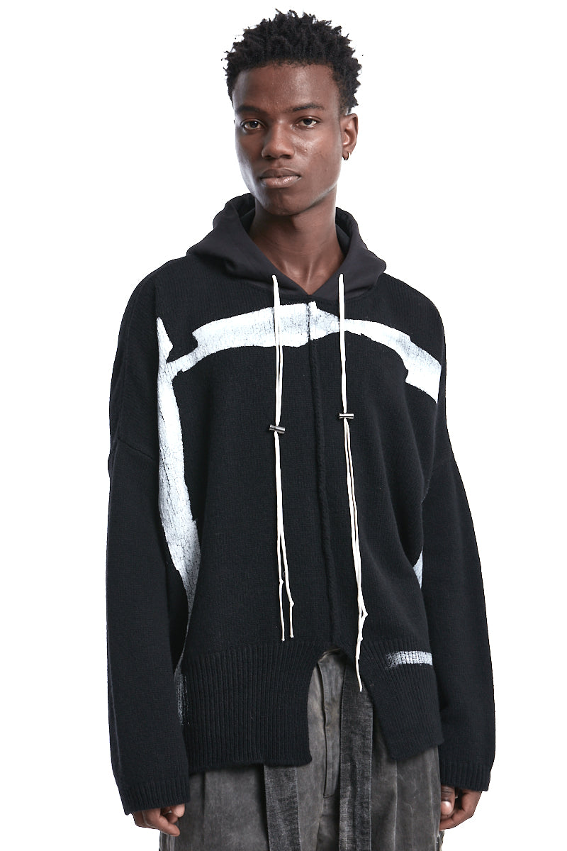 HOODED OVER WOOL JERSEY