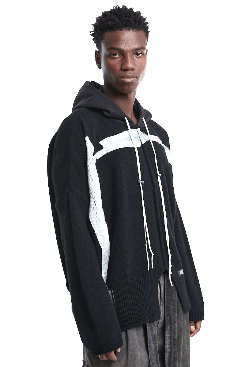 HOODED OVER WOOL JERSEY