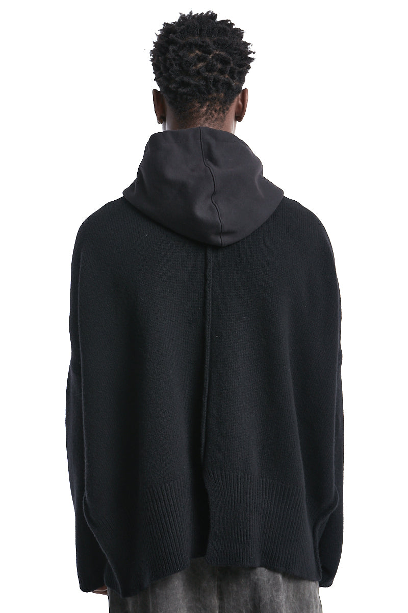 HOODED OVER WOOL JERSEY