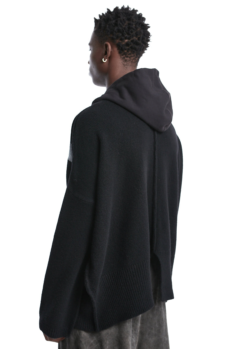HOODED OVER WOOL JERSEY