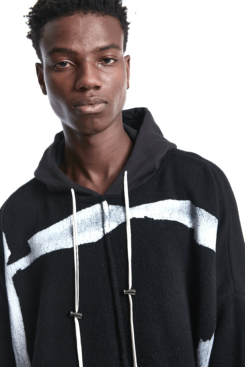 HOODED OVER WOOL JERSEY