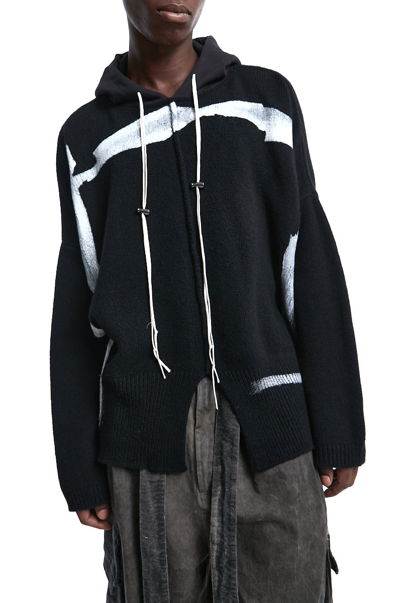 HOODED OVER WOOL JERSEY
