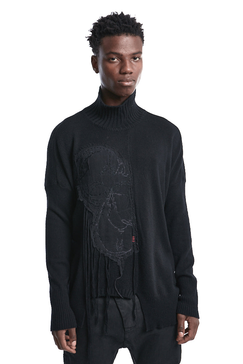 FRONT EMBROIDERED WOOL JERSEY