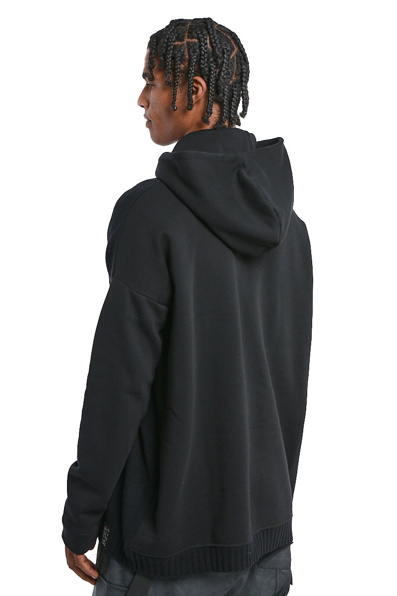 BLACK ABSTRACT GRAPHIC HOODED SWEATER