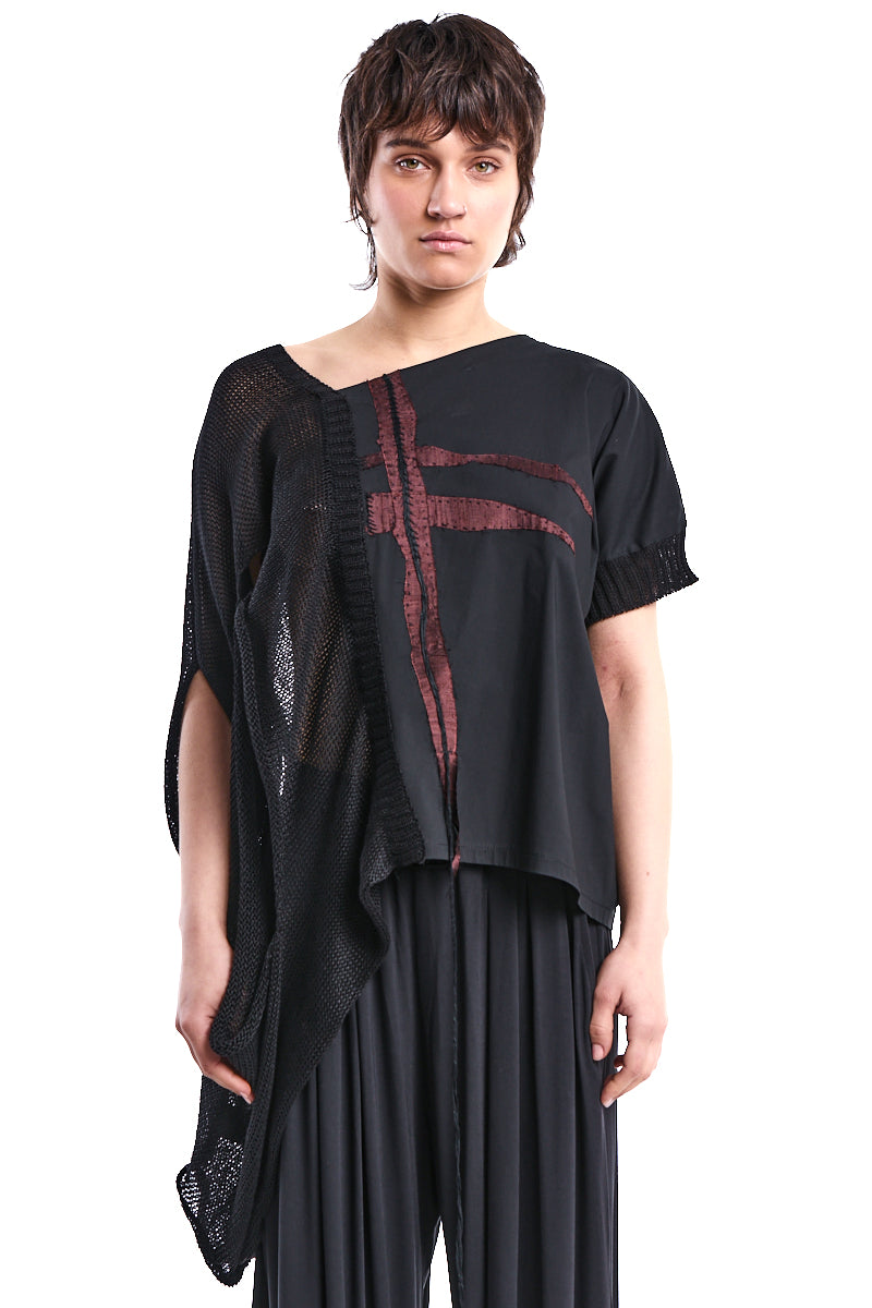 HAND-MADE ASYMMETRIC KNIT TOP