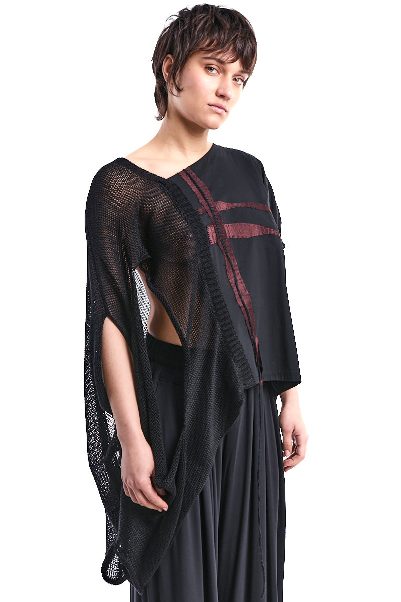 HAND-MADE ASYMMETRIC KNIT TOP