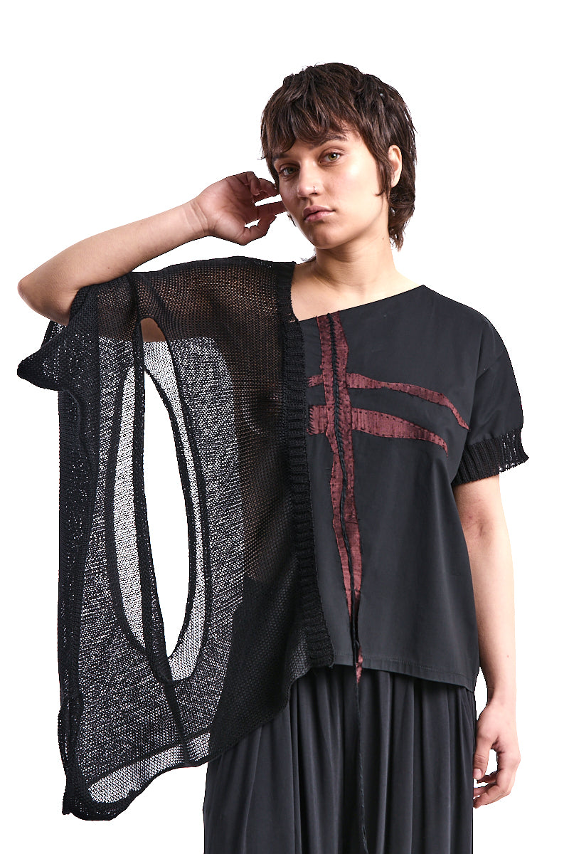 HAND-MADE ASYMMETRIC KNIT TOP