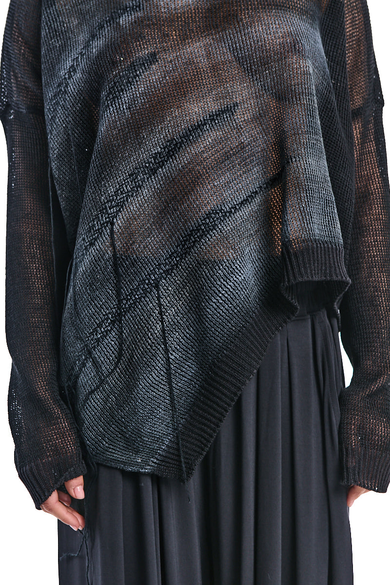 ASYMMETRICAL LINEN KNIT TOP