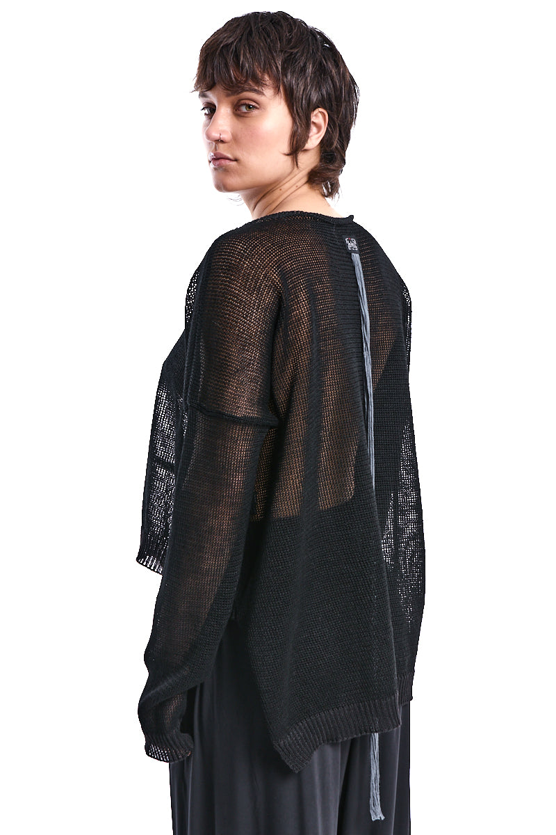 ASYMMETRICAL LINEN KNIT TOP