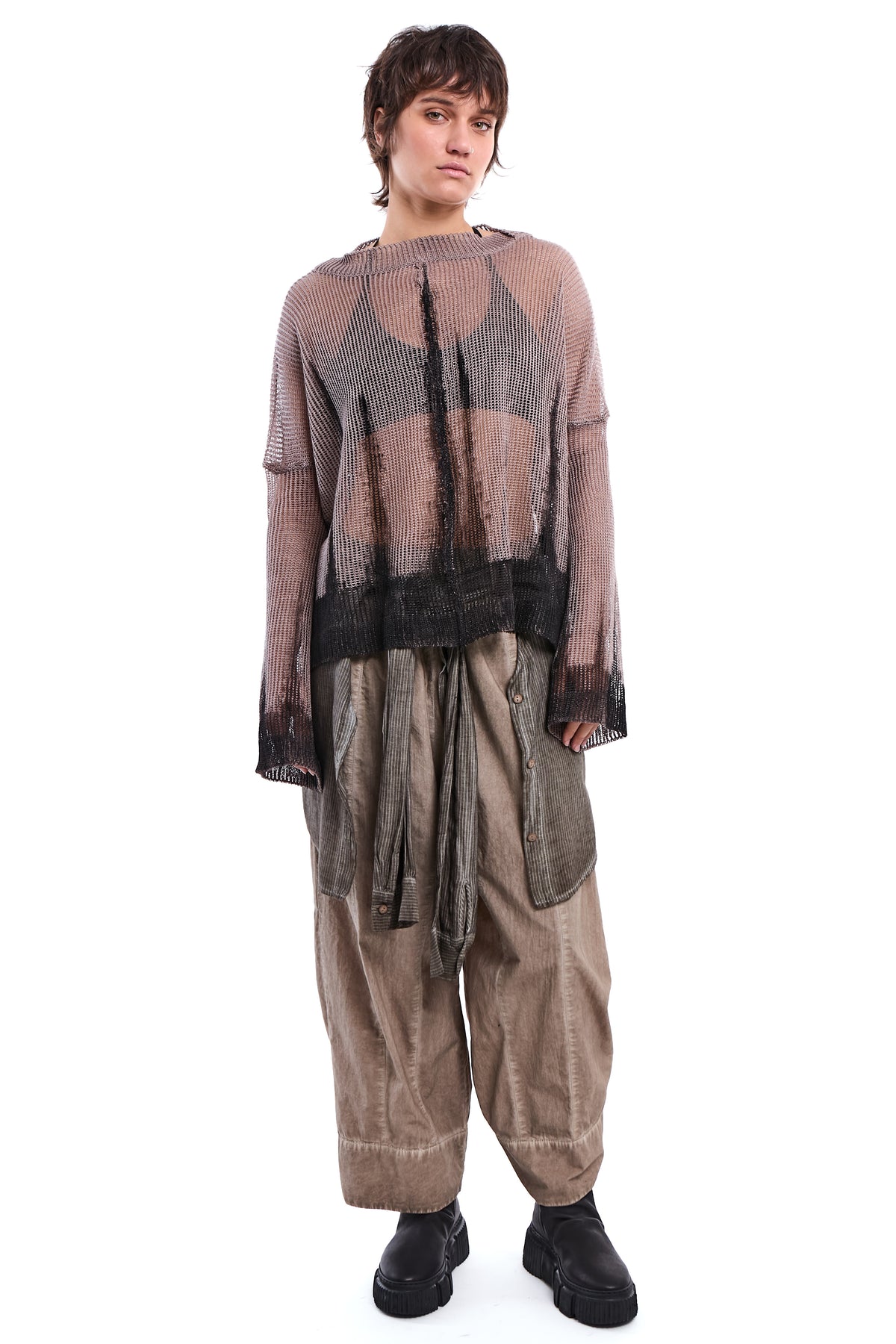 HAND-PAINTED LINEN KNIT TOP