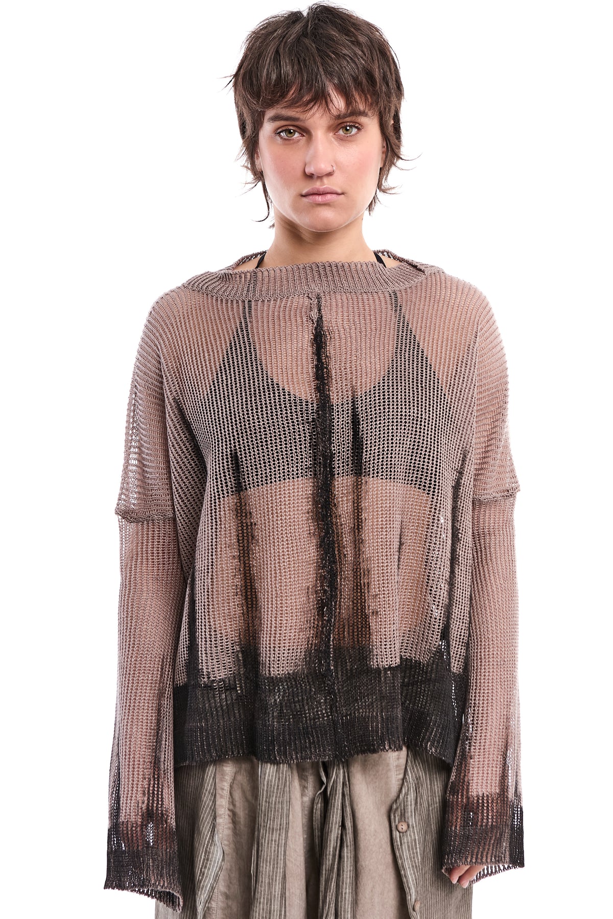 HAND-PAINTED LINEN KNIT TOP