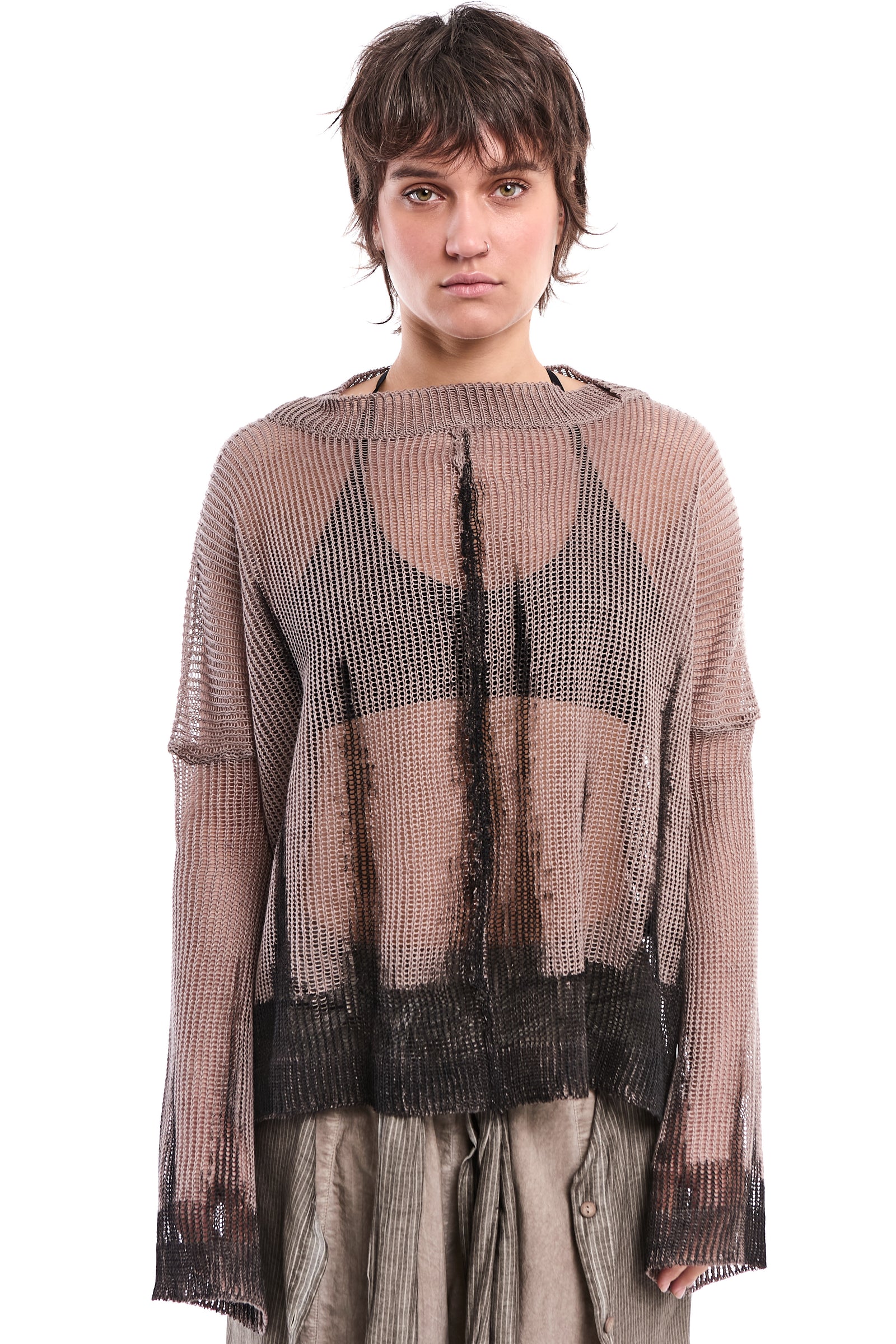 HAND-PAINTED LINEN KNIT TOP