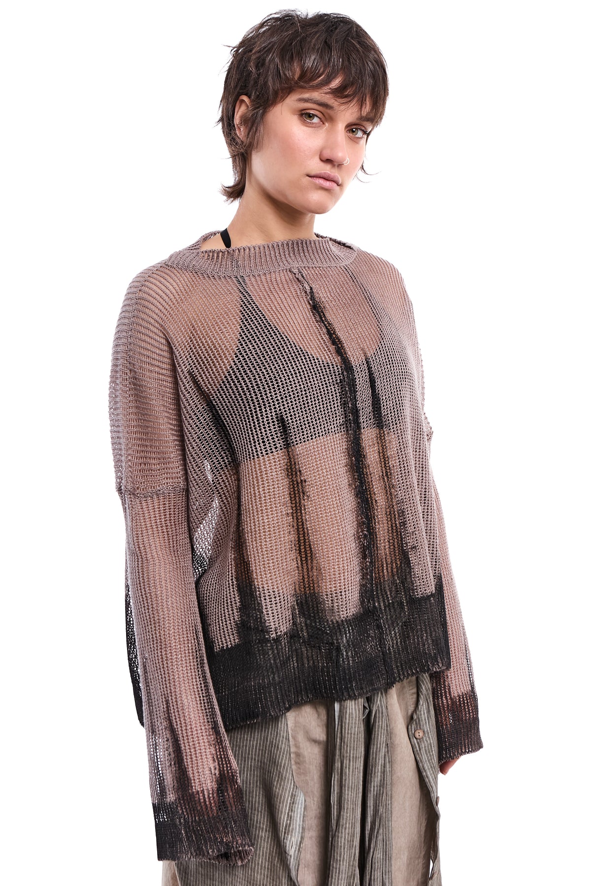 HAND-PAINTED LINEN KNIT TOP