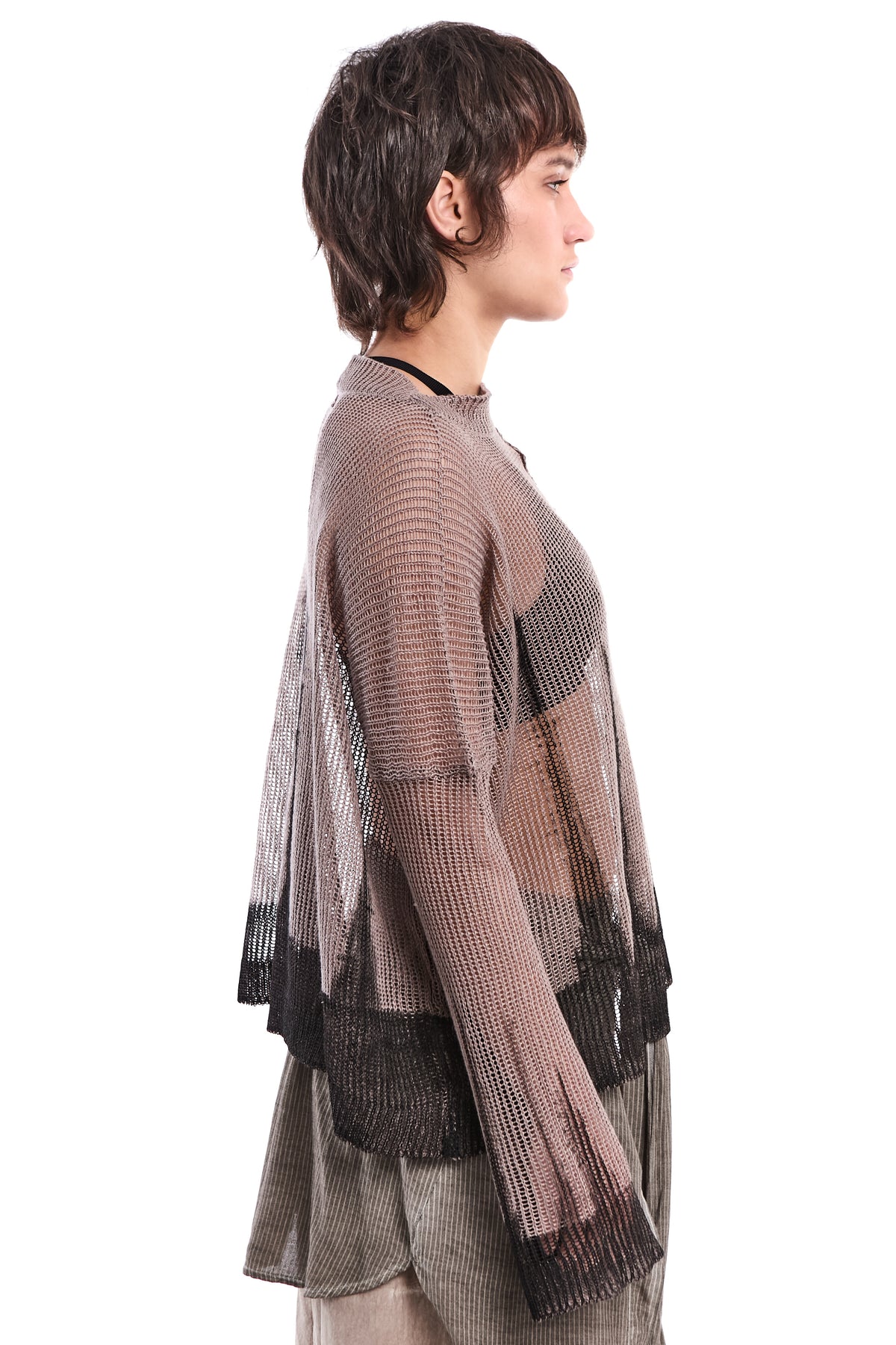 HAND-PAINTED LINEN KNIT TOP