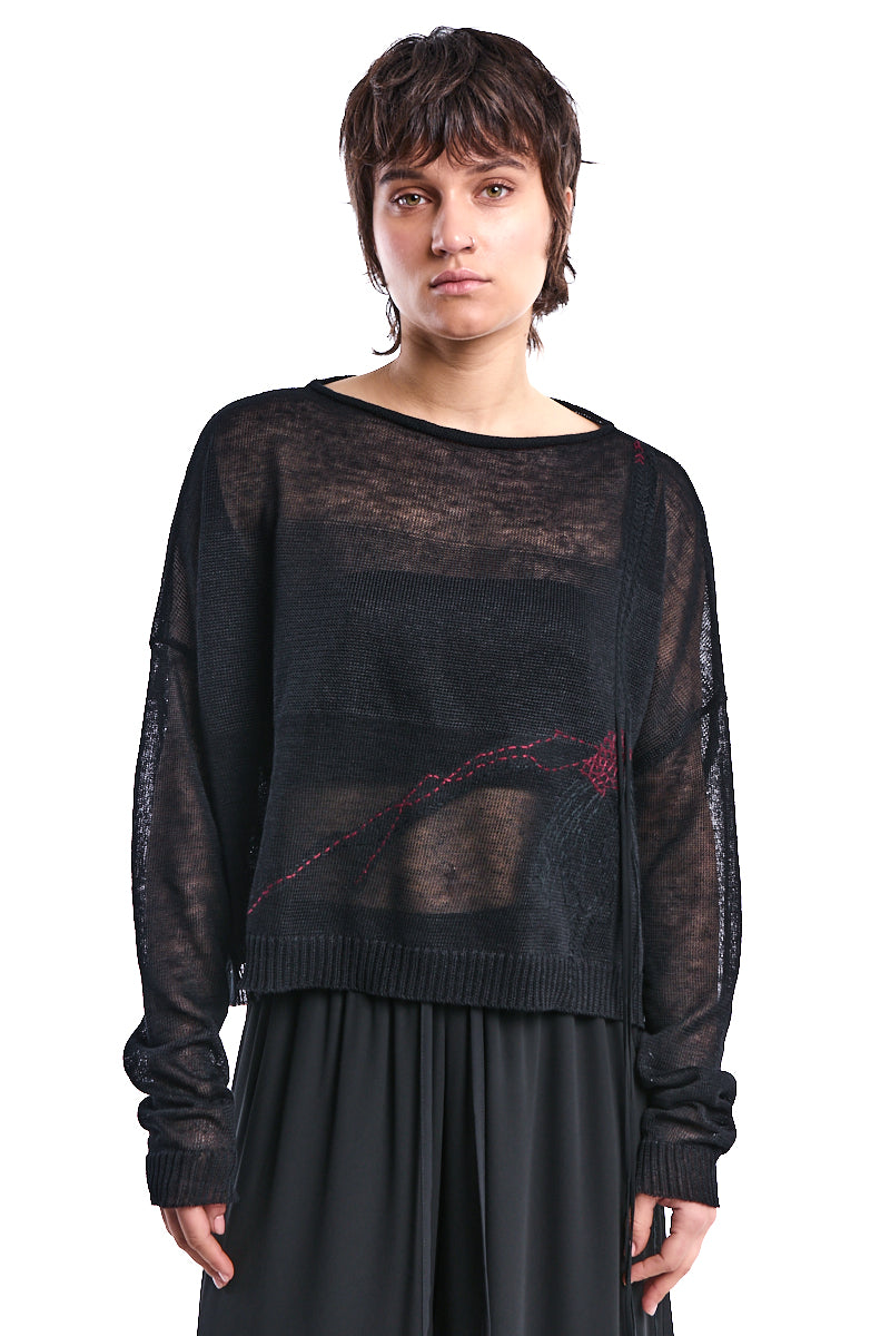 OVERSIZE KNITED LINEN CROP TOP