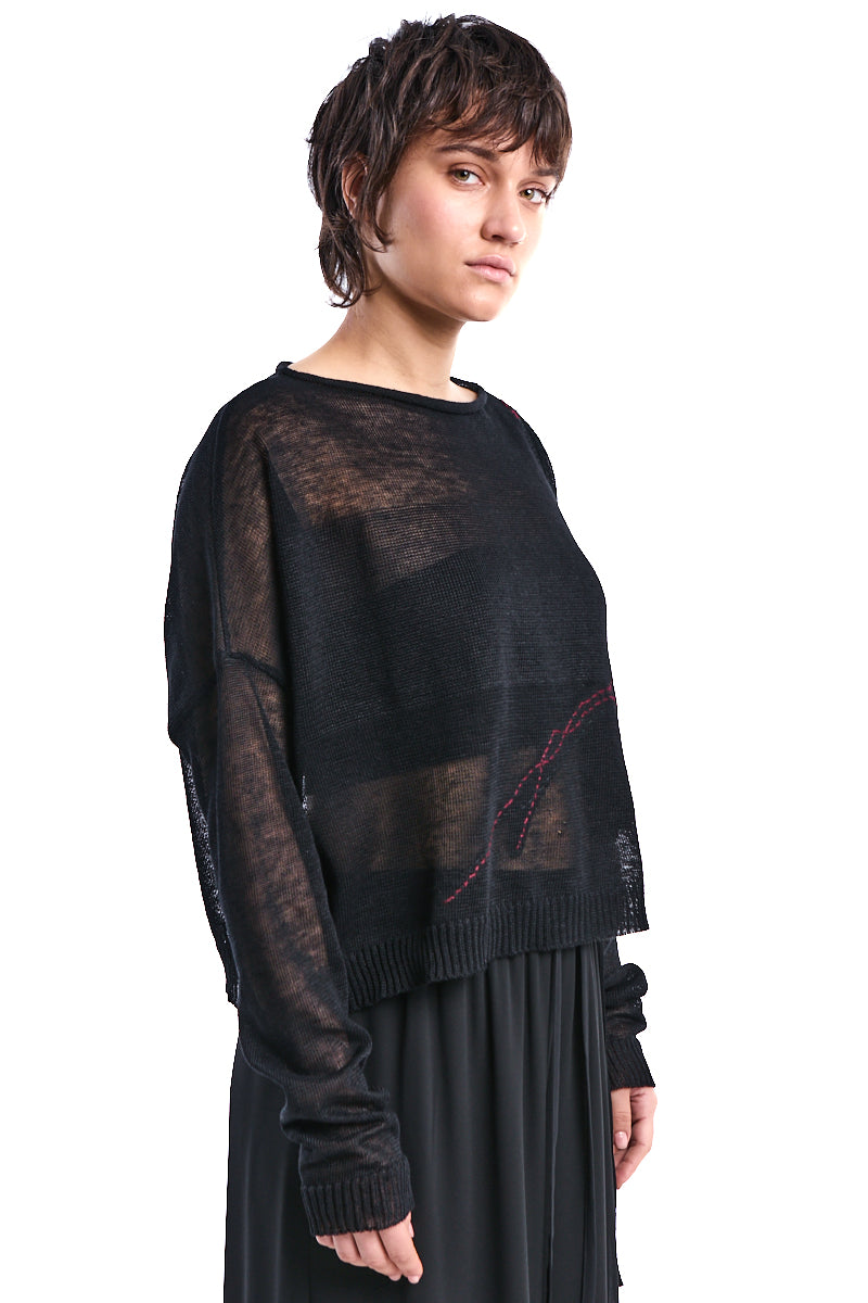 OVERSIZE KNITED LINEN CROP TOP