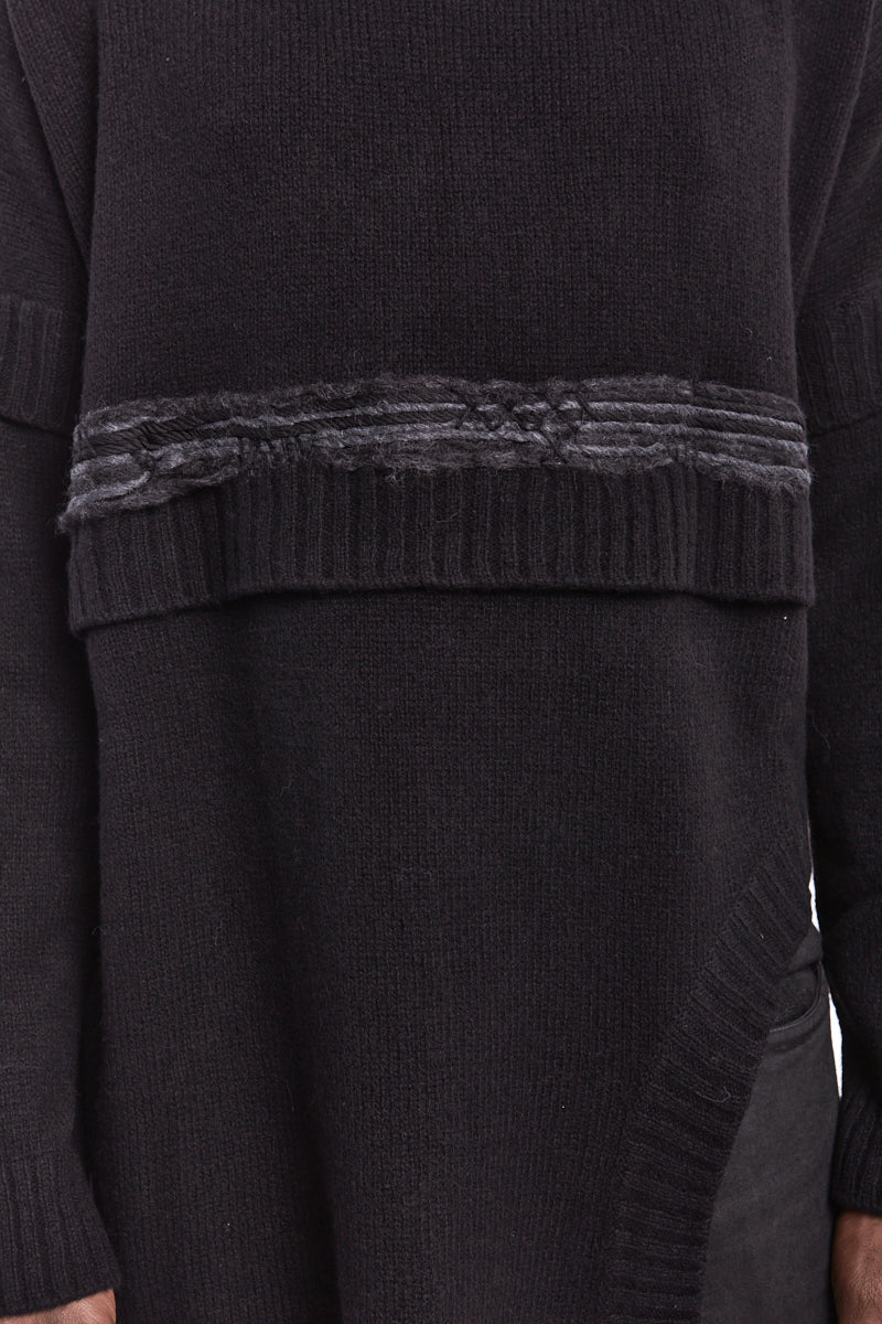 BLACK HIGH NECK ASYMMETRIC JERSEY