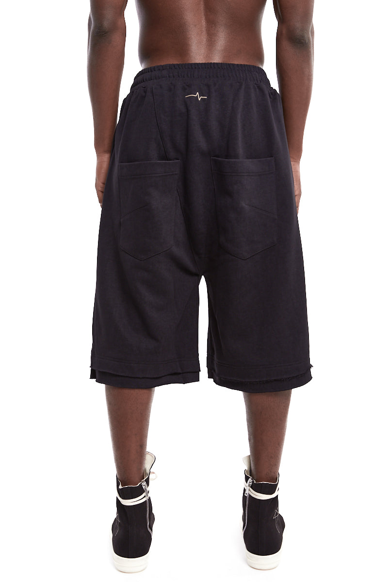 BLACK SWEAT COTTON SHORTS