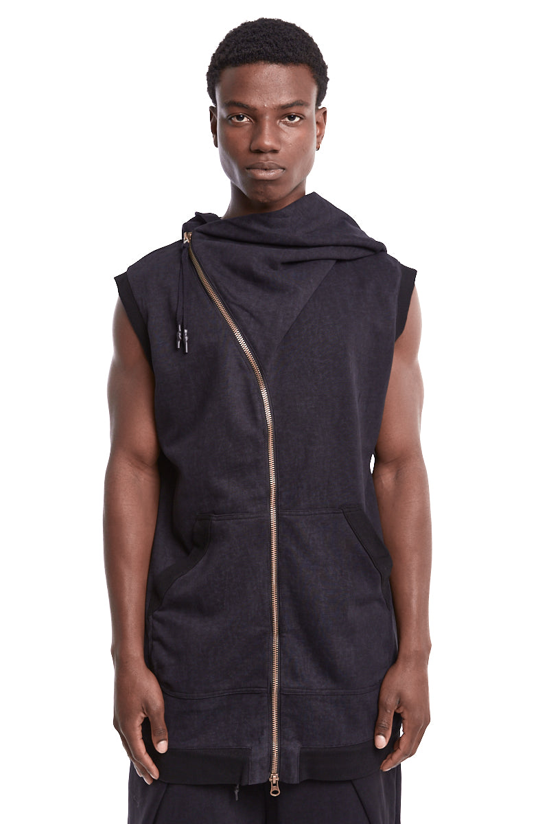 HOODED ZIPPER VEST