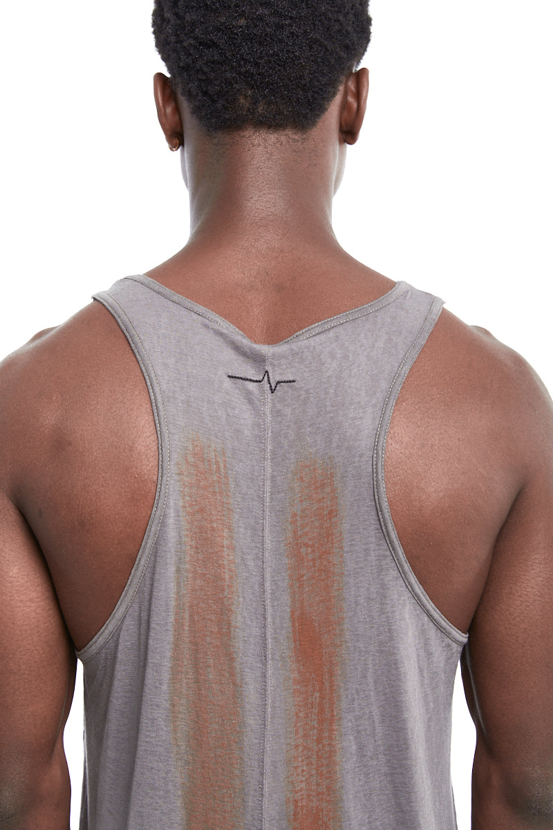 BRUSHED NICKEL LINES PRINT TANK TOP