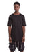 BLACK ASYMMETRIC COTTON LINEN TEE