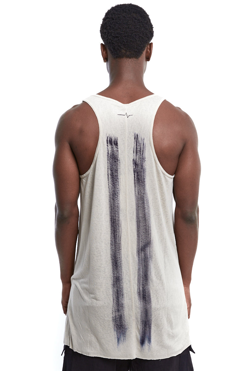 OATMEAL LINES PRINT TANK TOP