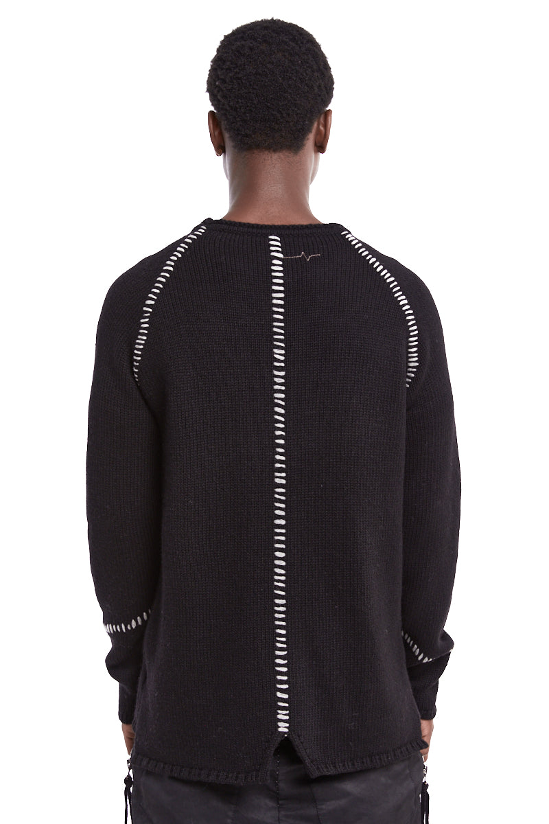 BLACK STITCHING WOOL SWEATER