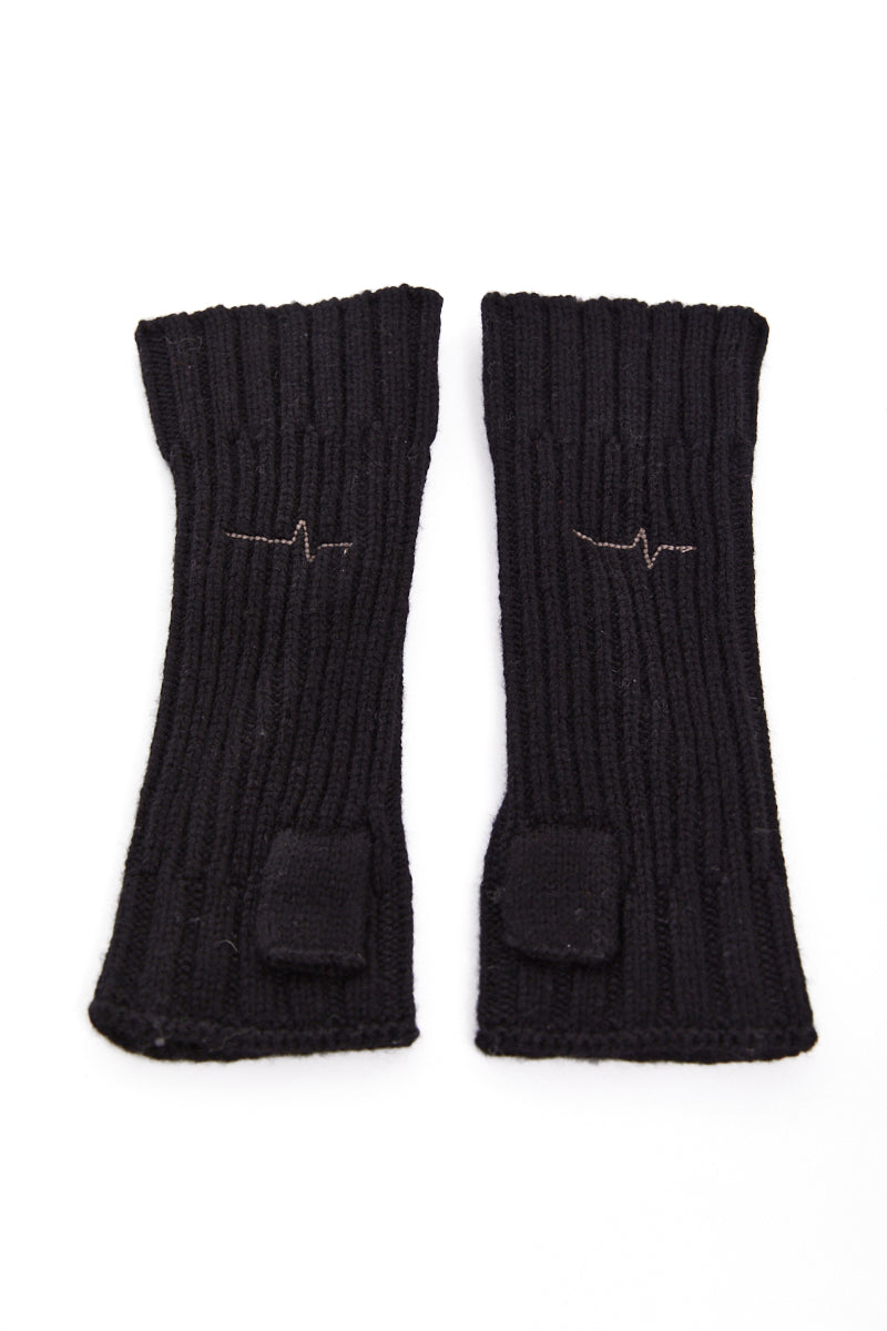 BLACK STITCHING WOOL GLOVES