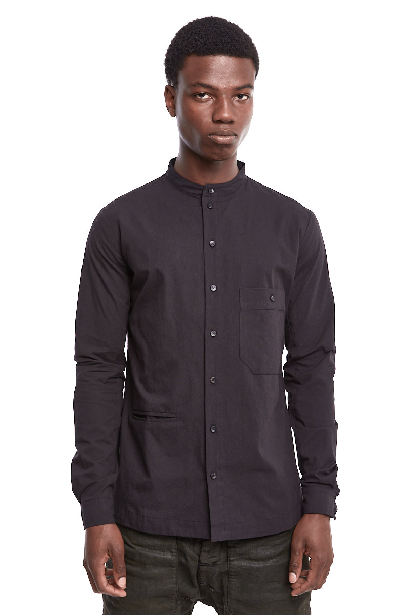 BLACK MANDARIN COLLAR SHIRT