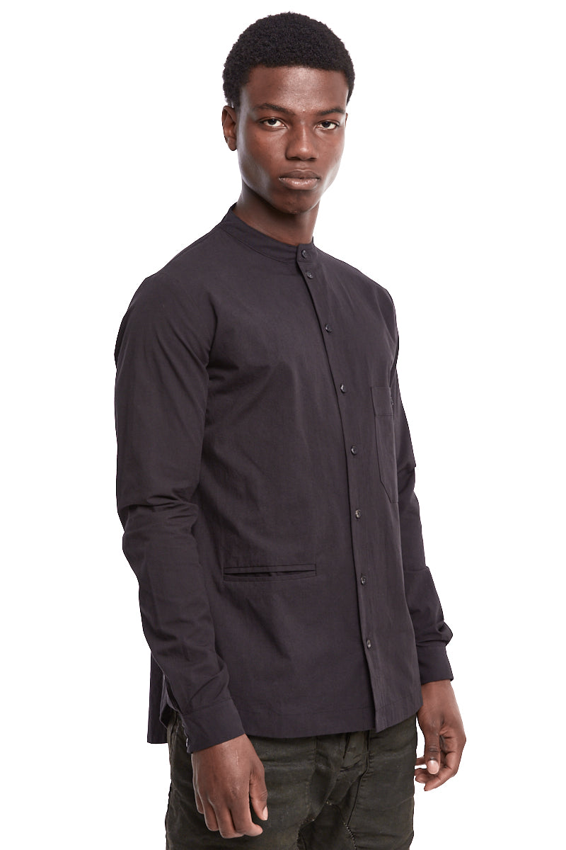 BLACK MANDARIN COLLAR SHIRT