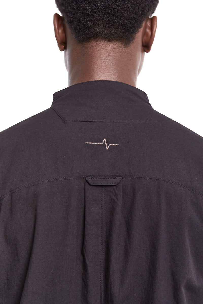 BLACK MANDARIN COLLAR SHIRT