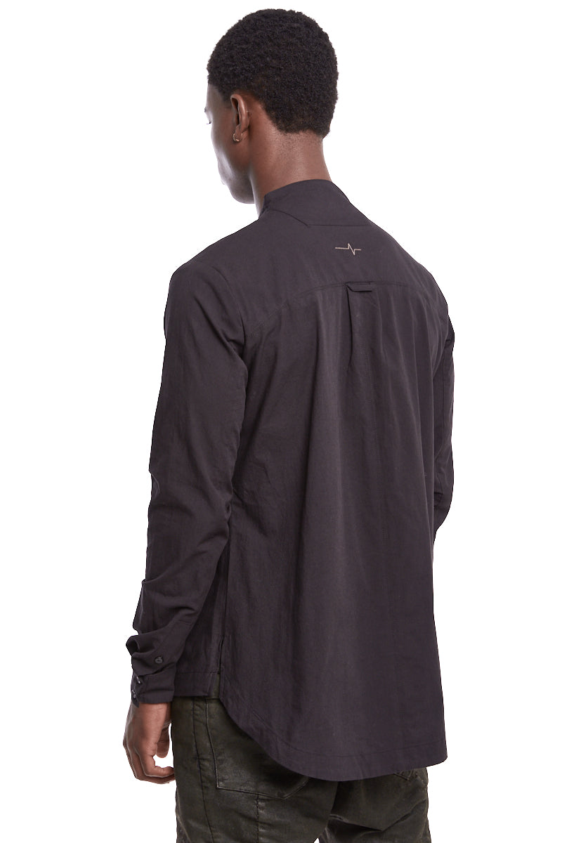 BLACK MANDARIN COLLAR SHIRT