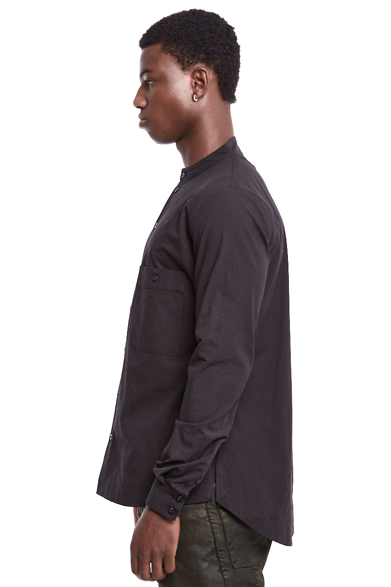 BLACK MANDARIN COLLAR SHIRT