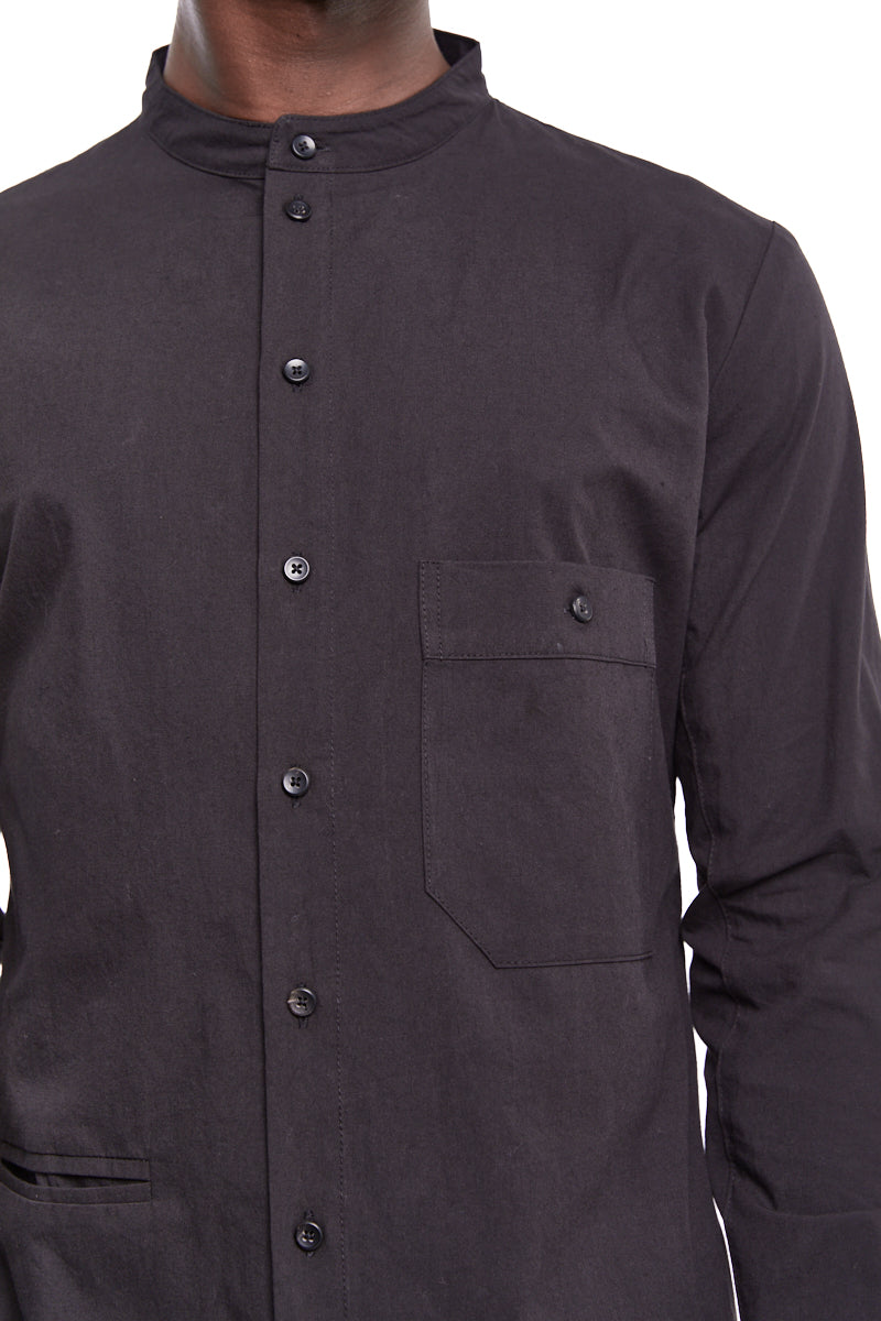 BLACK MANDARIN COLLAR SHIRT