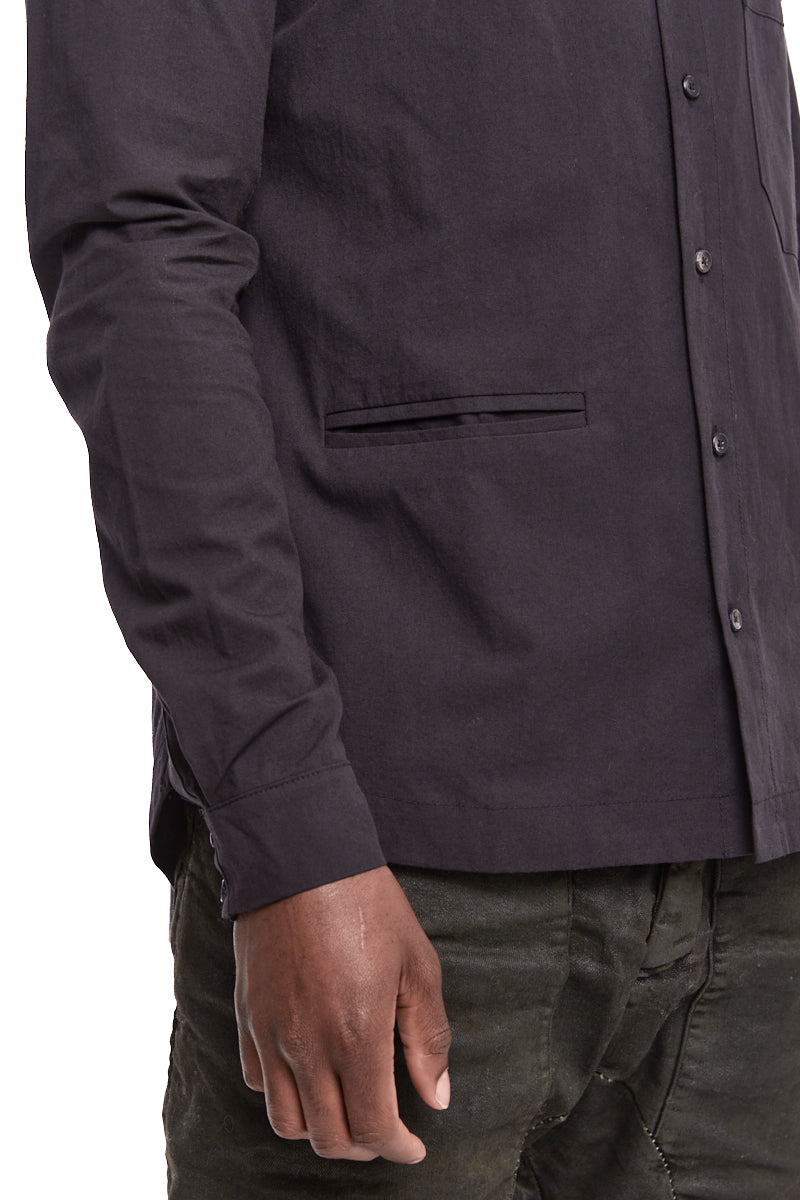 BLACK MANDARIN COLLAR SHIRT