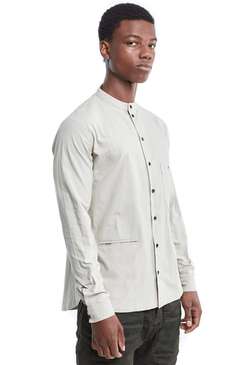 GREY MANDARIN COLLAR SHIRT
