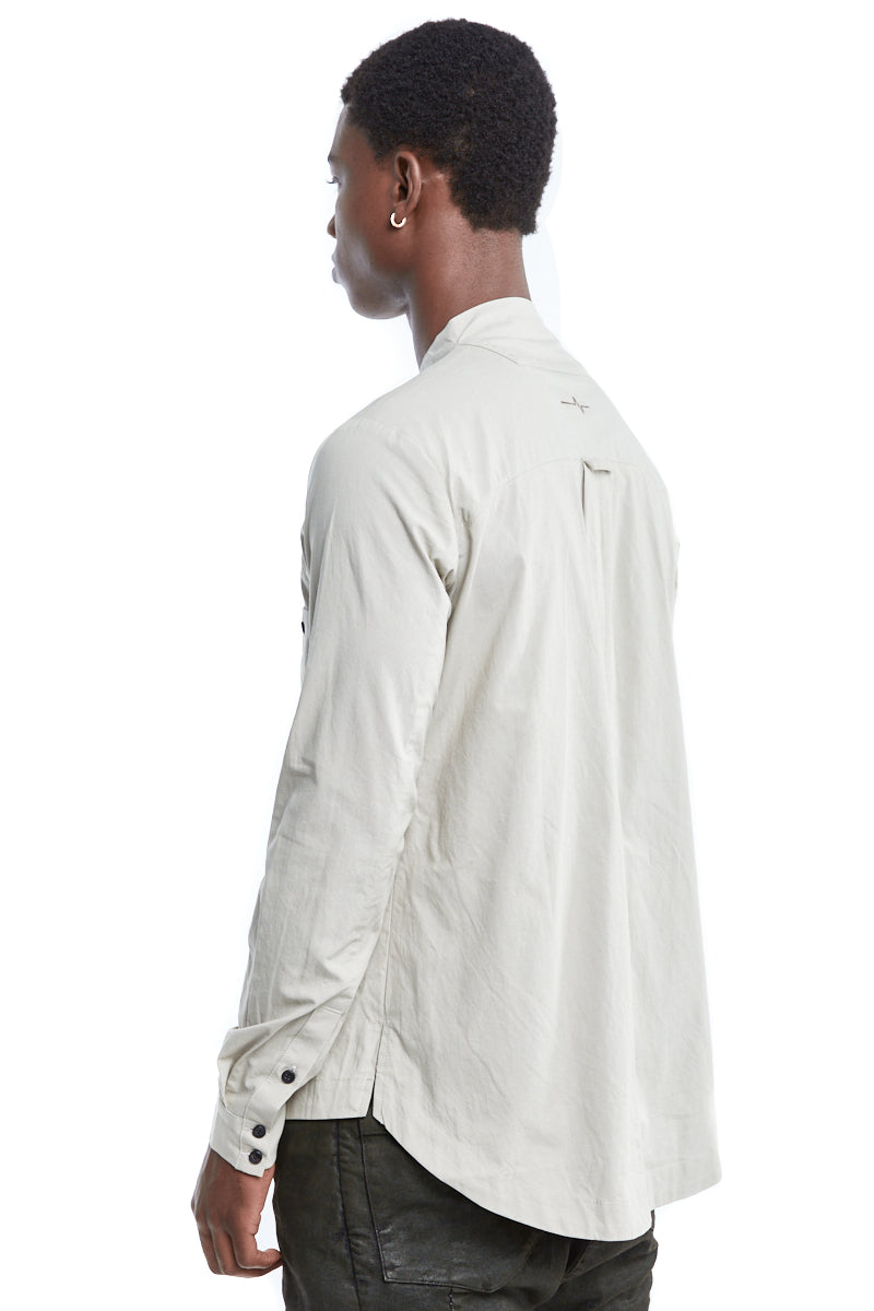 GREY MANDARIN COLLAR SHIRT