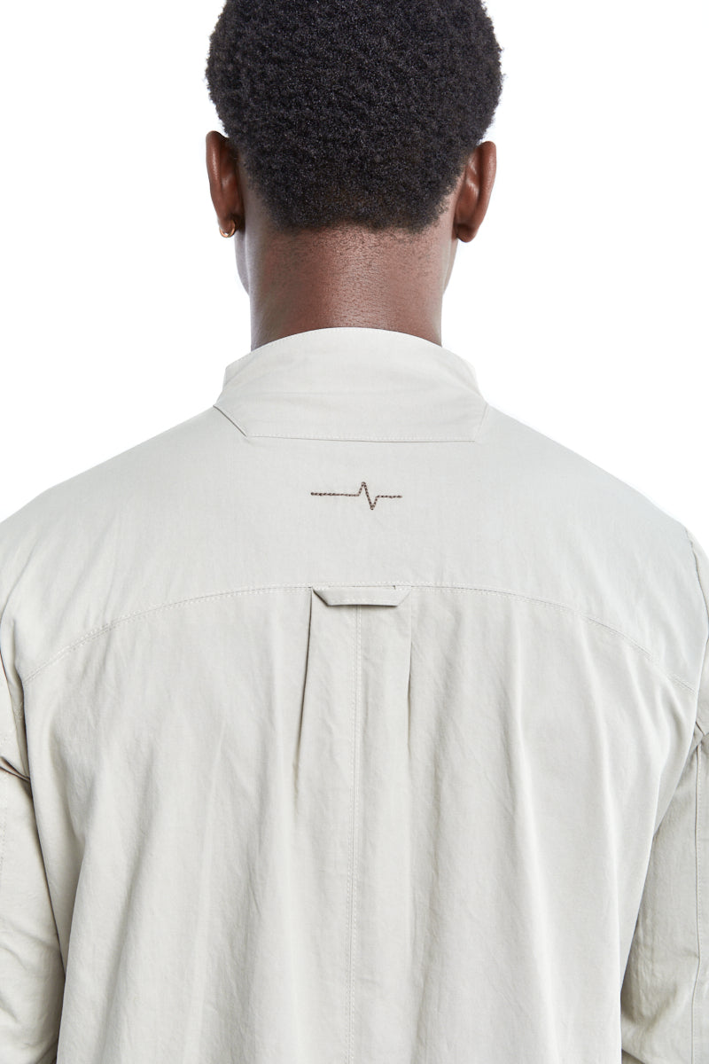 GREY MANDARIN COLLAR SHIRT